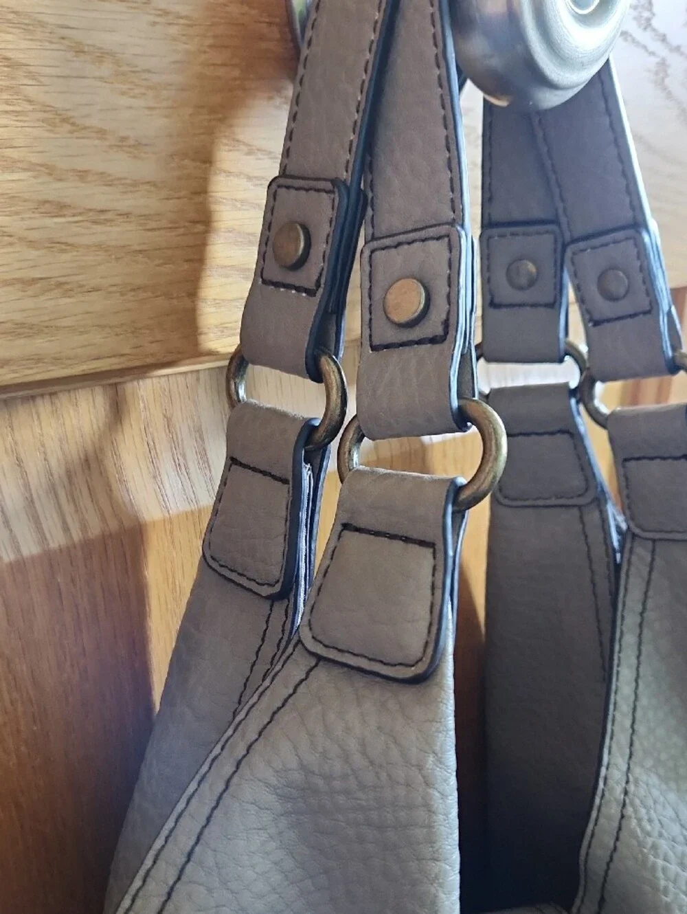 ANA Taupe Leather Hobo Shoulder Bag for Everyday Wear